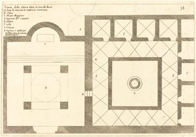 Plán kostela poblíž domu Annáše od Jacques Callot