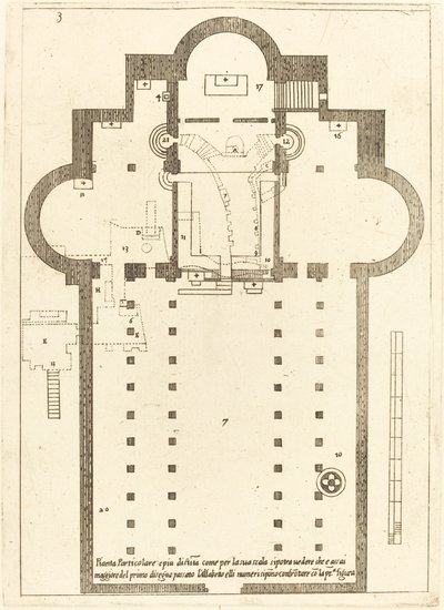 Plán kostela Svatých Jesliček od Jacques Callot