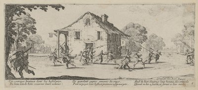 Plundrování, list 4 ze série „Hrůzy války“ od Jacques Callot
