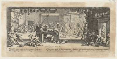 Vyplenění statku, list 5 ze série „Hrůzy války“ od Jacques Callot