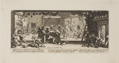Drancování velkého statku, pátý talíř z knihy Válečné útrapy od Jacques Callot