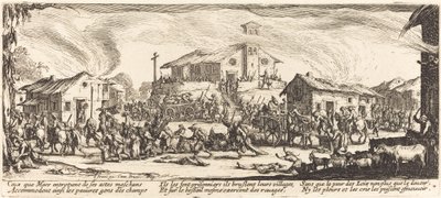 Drancování a vypalování vesnice, c. 1633. od Jacques Callot