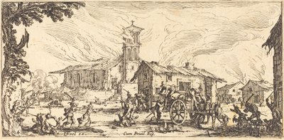 Zpustošení a vypálení vesnice od Jacques Callot