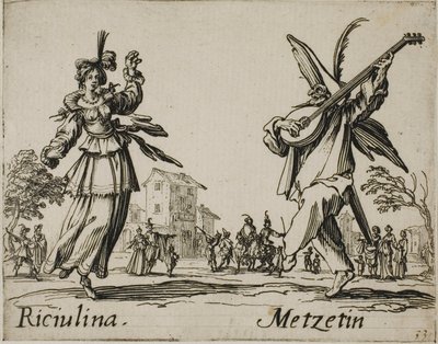 Riciulina - Metzetin, talíř 8 od Balli di Sfessania od Jacques Callot