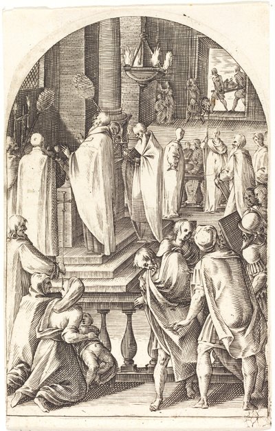 Svatý Basil celebrující mši od Jacques Callot