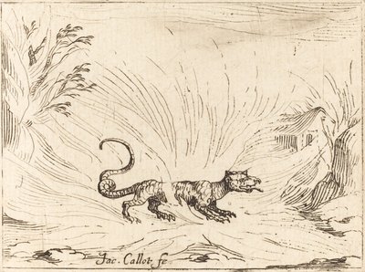 Salamander obklopený plameny od Jacques Callot
