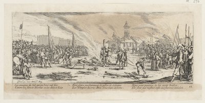 Pohřební hranice, list 13 ze série „Hrůzy války“ od Jacques Callot