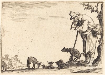 Pastýř hrající na flétnu od Jacques Callot