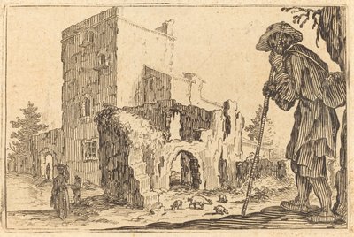 Pastýř a ruiny od Jacques Callot