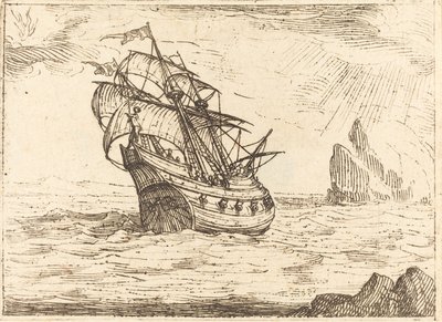 Loď plující poblíž skal. od Jacques Callot