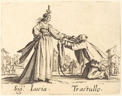 Známky. Lucia a Trastullus od Jacques Callot