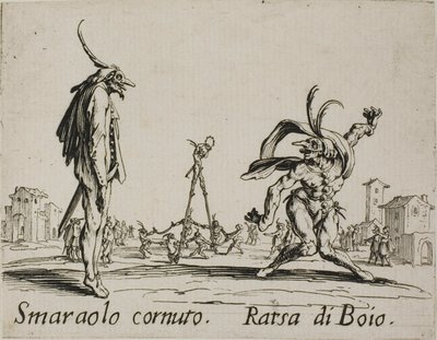 Rohatý Smaraolo - Ratsa di Boio, deska 4 od Balli di Sfessania od Jacques Callot