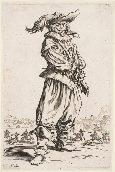 Voják v opeřeném klobouku ze série „The Nobility of Lorraine“ od Jacques Callot