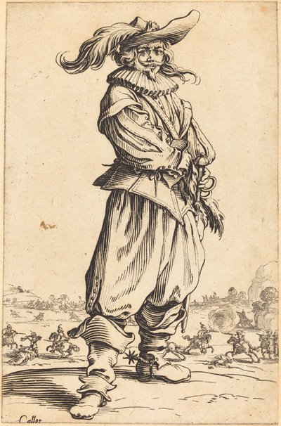 Voják s opeřeným kloboukem od Jacques Callot