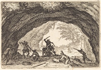 Vojáci útočící na lupiče od Jacques Callot