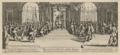 Udělení žoldu, list 18 ze série „Hrůzy války“ od Jacques Callot