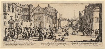 Nemocnice, list 15 ze série „Šedé stránky války“ od Jacques Callot