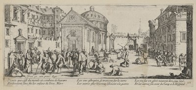 Nemocnice, list 15 ze série „Hrůzy války“ od Jacques Callot