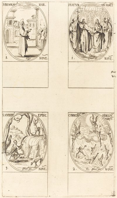 Svatý Benignus; Festival Všech svatých; Památka zesnulých; Svatý Hubert od Jacques Callot