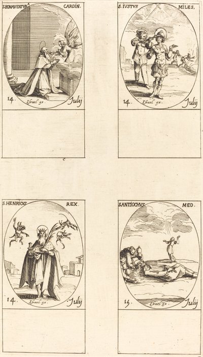 Svatý Bonaventura, svatý Justus, svatý Jindřich, císař, svatý Antioch. od Jacques Callot