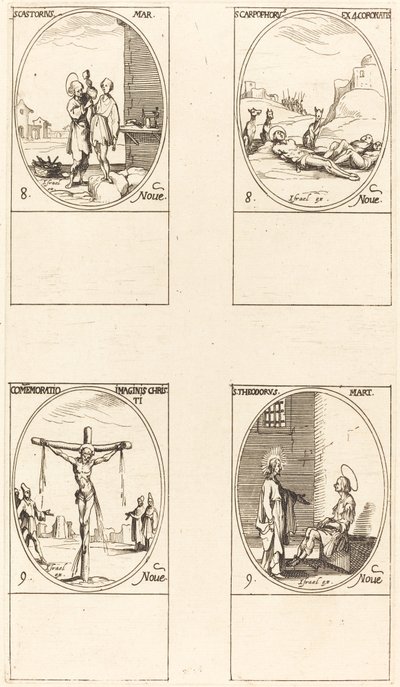 St. Castorius, St. Carpophorus & The Four Crown Martyrs, připomínka obrazu. od Jacques Callot