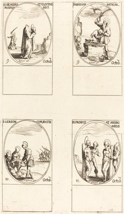 Svatý. Dionysius, Rusticus & Eleutherius, sv. Abraham, sv. Gereon & Companions, Sts. Pro. od Jacques Callot