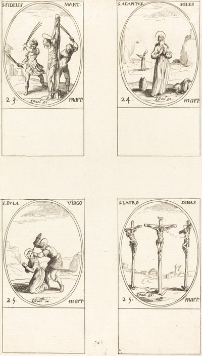 Svatý. Věřící; Svatý. Agapetus; Svatý. Dula; Svatý. Zloděj Dimas od Jacques Callot