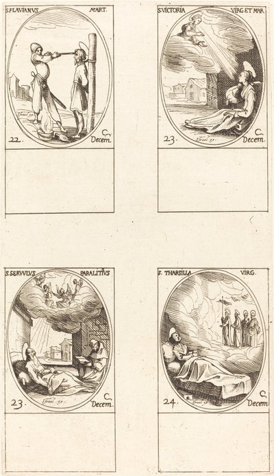 Svatý. Flavian; Svatý. Vítězství; Svatý. Služebník; Svatý. Tharsilla od Jacques Callot