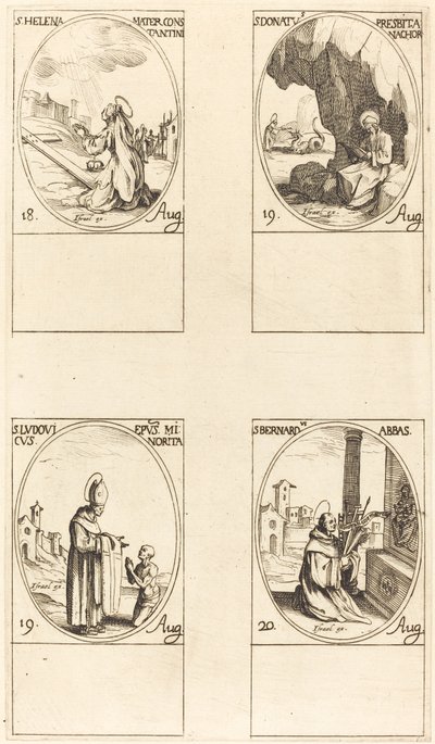 Svatá Helena, Svatý Donát, Svatý Ludovík, biskup, Svatý Bernard. od Jacques Callot