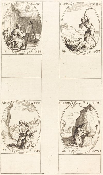 Svatý Lukáš; Svatý Lucián; sv. Irene; Svatý Hilarion od Jacques Callot