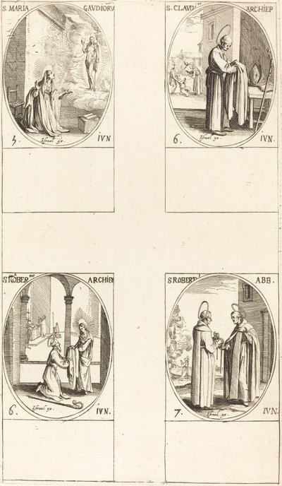 Svatý. Maria Gaudioru; Svatý. Claudius; Svatý. Norbert; Svatý. Roberte od Jacques Callot
