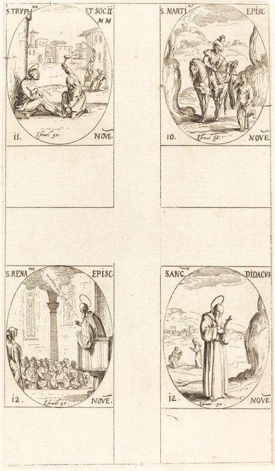 Svatý Martin, svatý Tryfon a tovaryši, sv. Renatus, sv. Didacus. od Jacques Callot