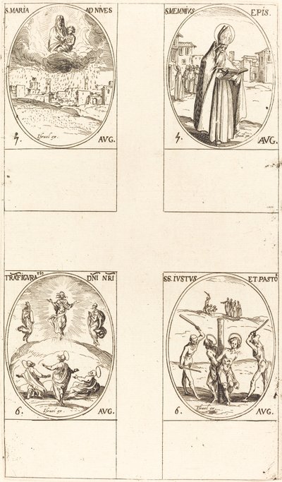 Svatá Marie Sněžná; Svatý Memmius, biskup; Proměna; Sts. Justus a Pastor od Jacques Callot