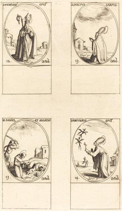 Svatý Maxmilián; Svatý Karpus; sv. Daniel a Angelus; Svatý Fortunatus od Jacques Callot
