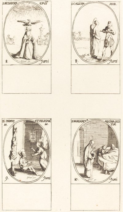 Svatý Medard; sv. Calliopa; Sts. Primus a Felician; Svatá Markéta Skotská od Jacques Callot