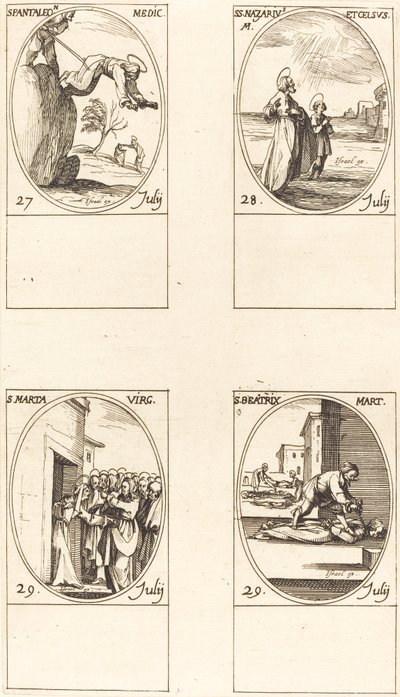 Svatý Pantaleon; Sts. Nazarius a Celsus; Svatá Marta; Svatá Beatrice od Jacques Callot