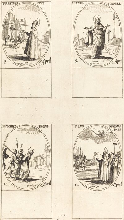 St. Perpetuus; svatá Marie Kleofášova; Svatý Ezechiel; Svatý Lev Veliký od Jacques Callot