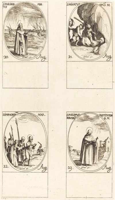 Svatý Philibert, opat; Svatý Privatus; Sv. Symforian; Svatý Filip od Jacques Callot