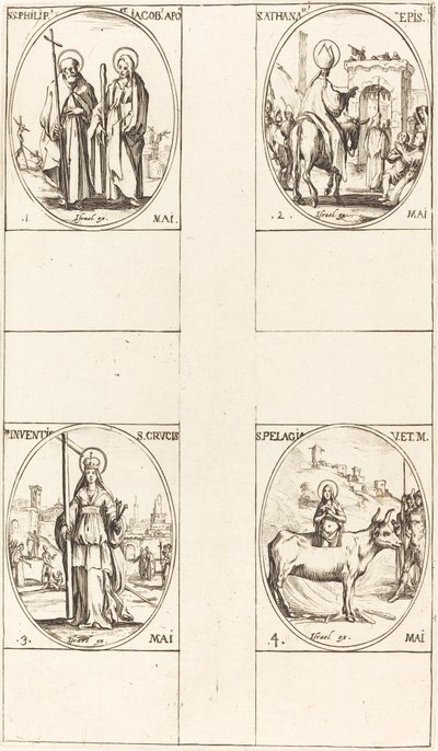 Svatý Filip a Jakub Menší, apoštolové; Svatý Atanáš; Vynález kříže; od Jacques Callot