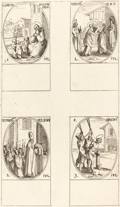 Sv. Simeon Salus; Návštěva; Uložení šatů Panny Marie; Svatý Hiacintus od Jacques Callot