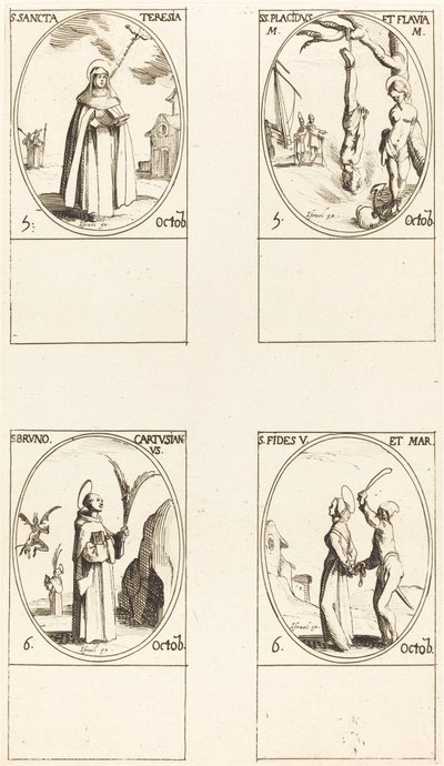 svatá Terezie; Sv. Placidus a Flavia; Svatý Bruno; Víra sv od Jacques Callot