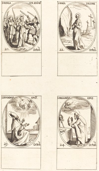 Svatá Uršula a tovaryši; Svatá Marie Salome; Svatý Severinus; Svatý Maglorius od Jacques Callot