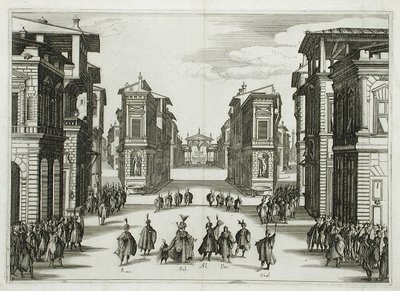 Návrh jevištní výpravy pro „Il Solimano“, IV. dějství od Jacques Callot