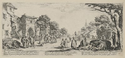 Umírající u cesty, list 16 ze souboru "Hrůzy války" od Jacques Callot