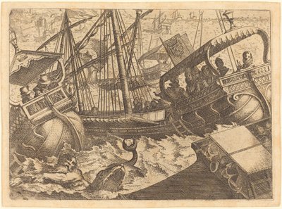 Bouře u pobřeží Barcelony od Jacques Callot