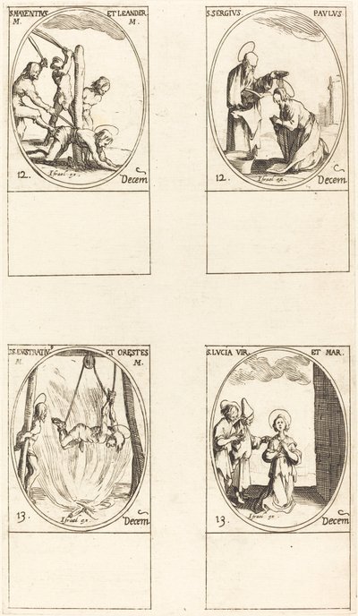 Sts. Maxentius & Leander; Sts. Sergius & Paul; Sts. Eustratius & Orestes; Svatá Lucie od Jacques Callot