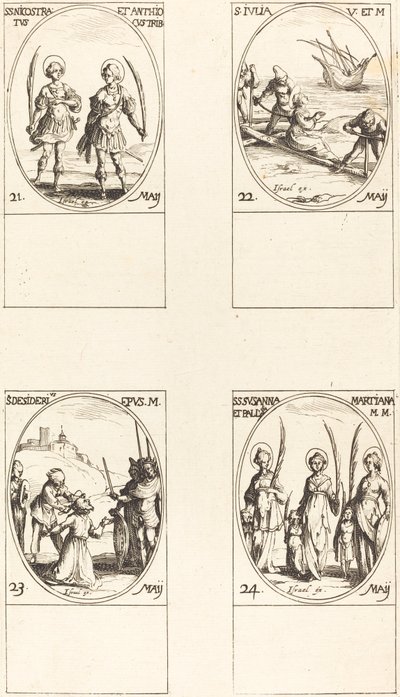 Svatí Nicostratus a Antiochus; Svatý. Julie; Svatý. Touha; Svatí Susanna, Palladia, an od Jacques Callot