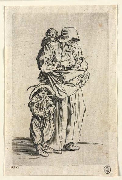 Žebráci: Matka a její tři děti od Jacques Callot