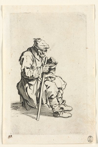 The Beggars: Beggar Sitting Down and Eating, c. 1623. od Jacques Callot