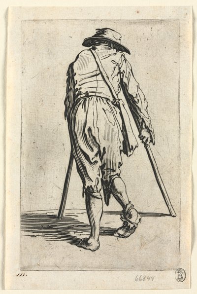 Žebráci: Žebrák o berlích, nosící klobouk od Jacques Callot